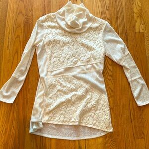 RXB ivory lace cowl neck sweater size L